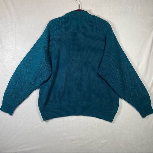 Eddie Bauer Vintage Green Henley Style Knit Long Sleeve Cotton Sweater Size XL - Picture 2 of 10